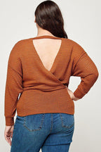 Blue Zone Planet |  Plus Size Textured Waffle Sweater Knit Top