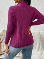 Blue Zone Planet |  Ribbed Turtle Neck Long Sleeve Sweater