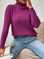 Blue Zone Planet |  Ribbed Turtle Neck Long Sleeve Sweater