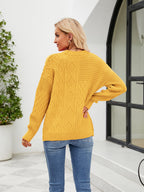 Round Neck Dropped Shoulder Ribbed Sweater