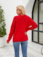 Round Neck Dropped Shoulder Ribbed Sweater