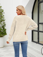 Round Neck Dropped Shoulder Ribbed Sweater
