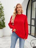Round Neck Dropped Shoulder Ribbed Sweater