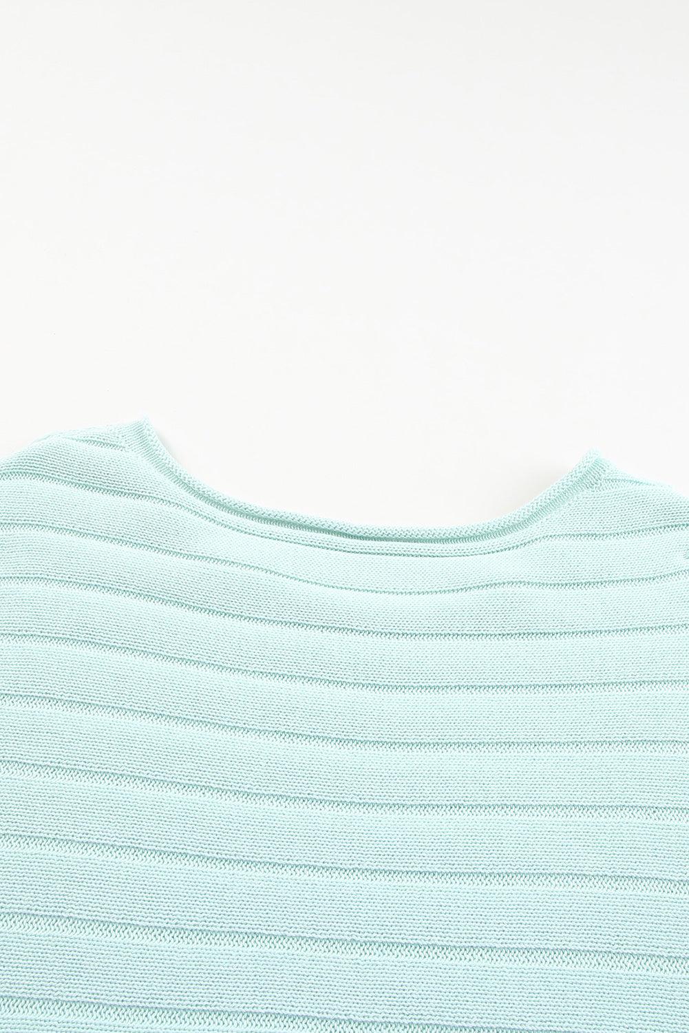 Round Neck Exposed Seams Pullover Sweater