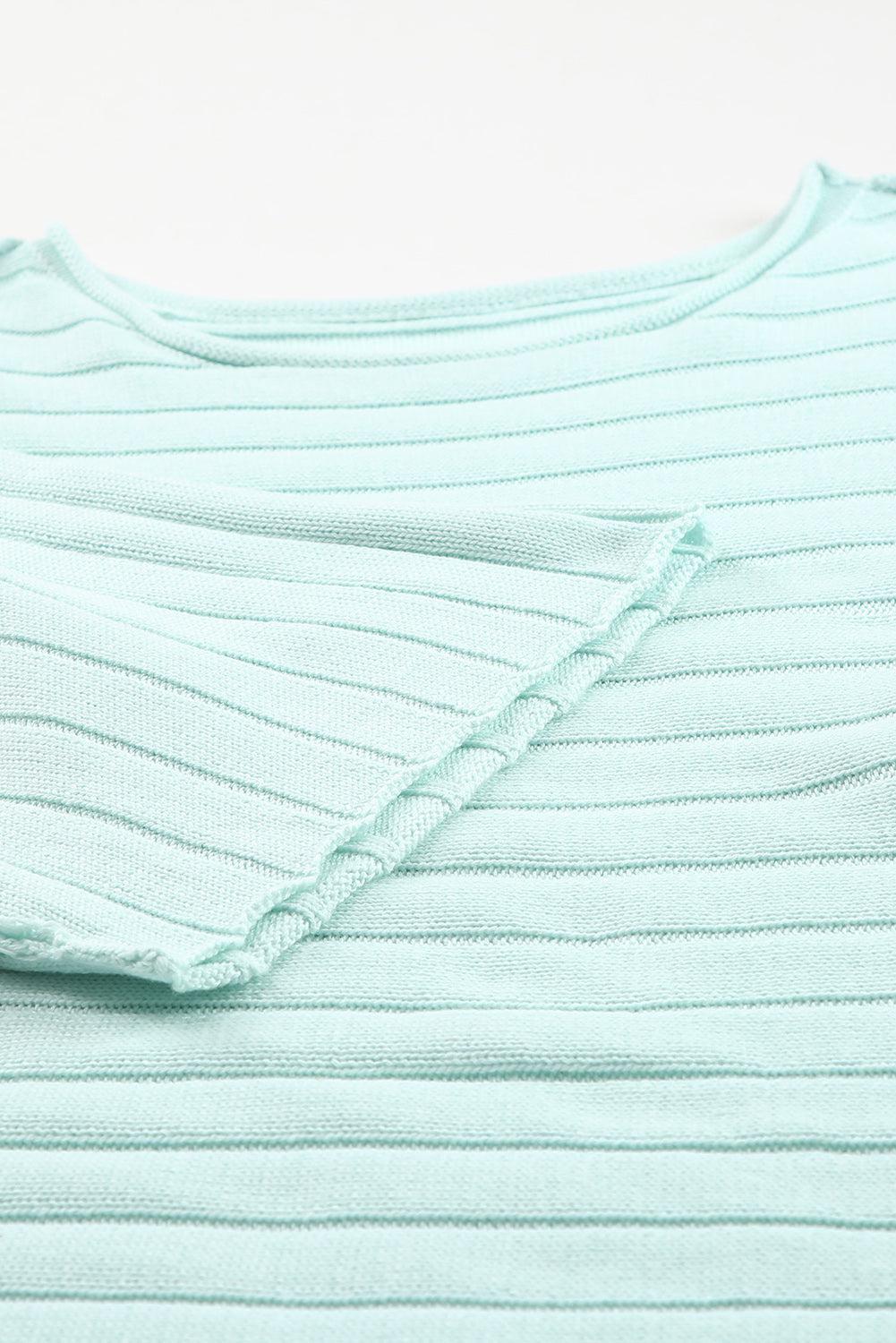 Round Neck Exposed Seams Pullover Sweater