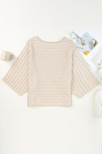 Round Neck Exposed Seams Pullover Sweater