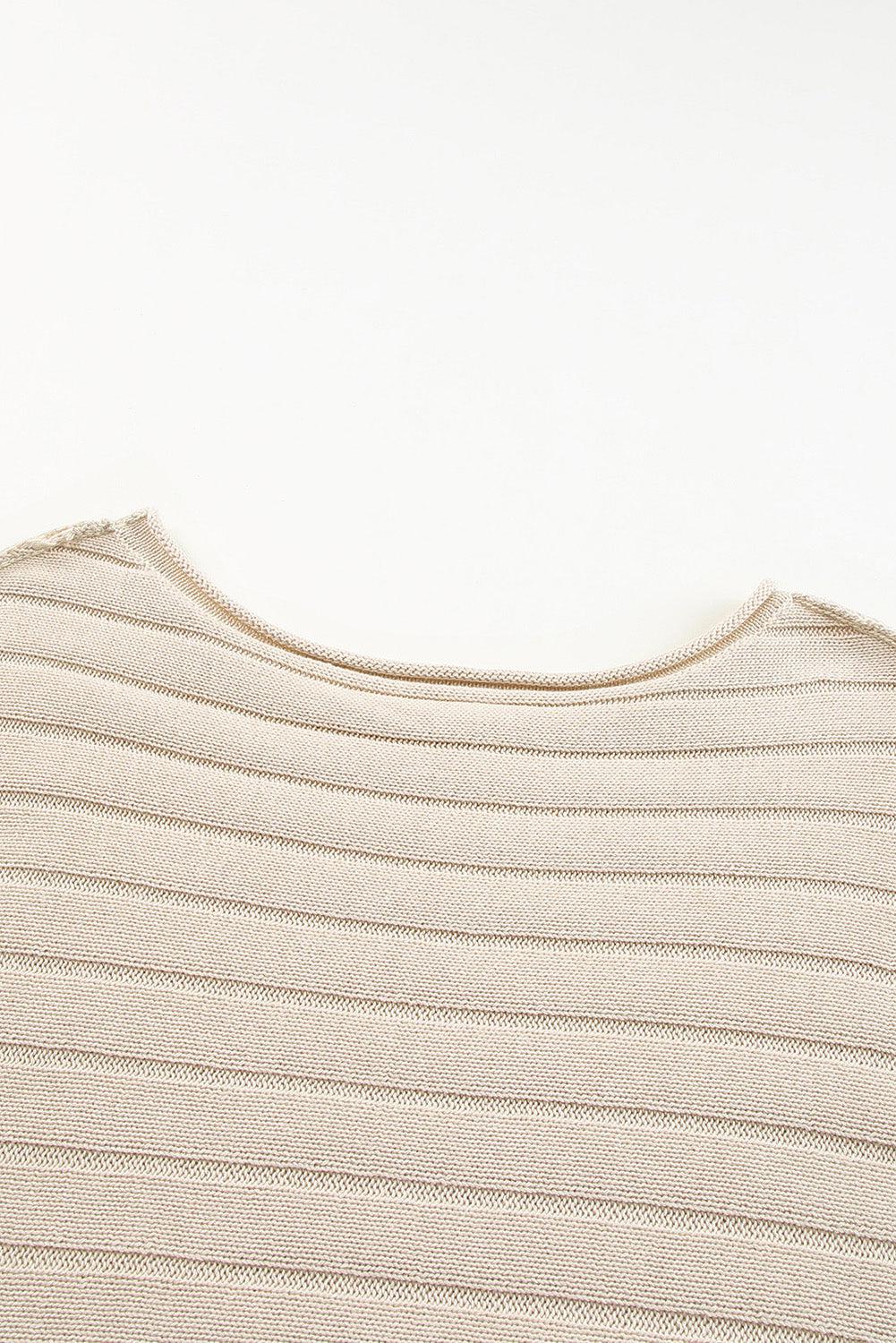 Round Neck Exposed Seams Pullover Sweater