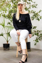 Blue Zone Planet |  Round Neck Long Sleeve Solid Sweater