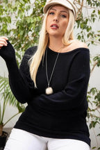 Blue Zone Planet |  Round Neck Long Sleeve Solid Sweater