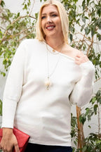 Blue Zone Planet |  Round Neck Long Sleeve Solid Sweater