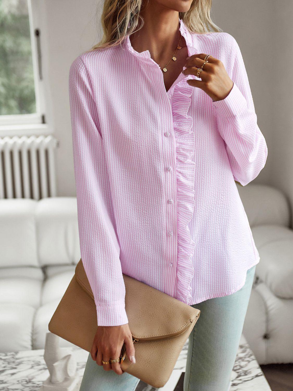 Laura's Ruffle Trim Long Sleeve Shirt