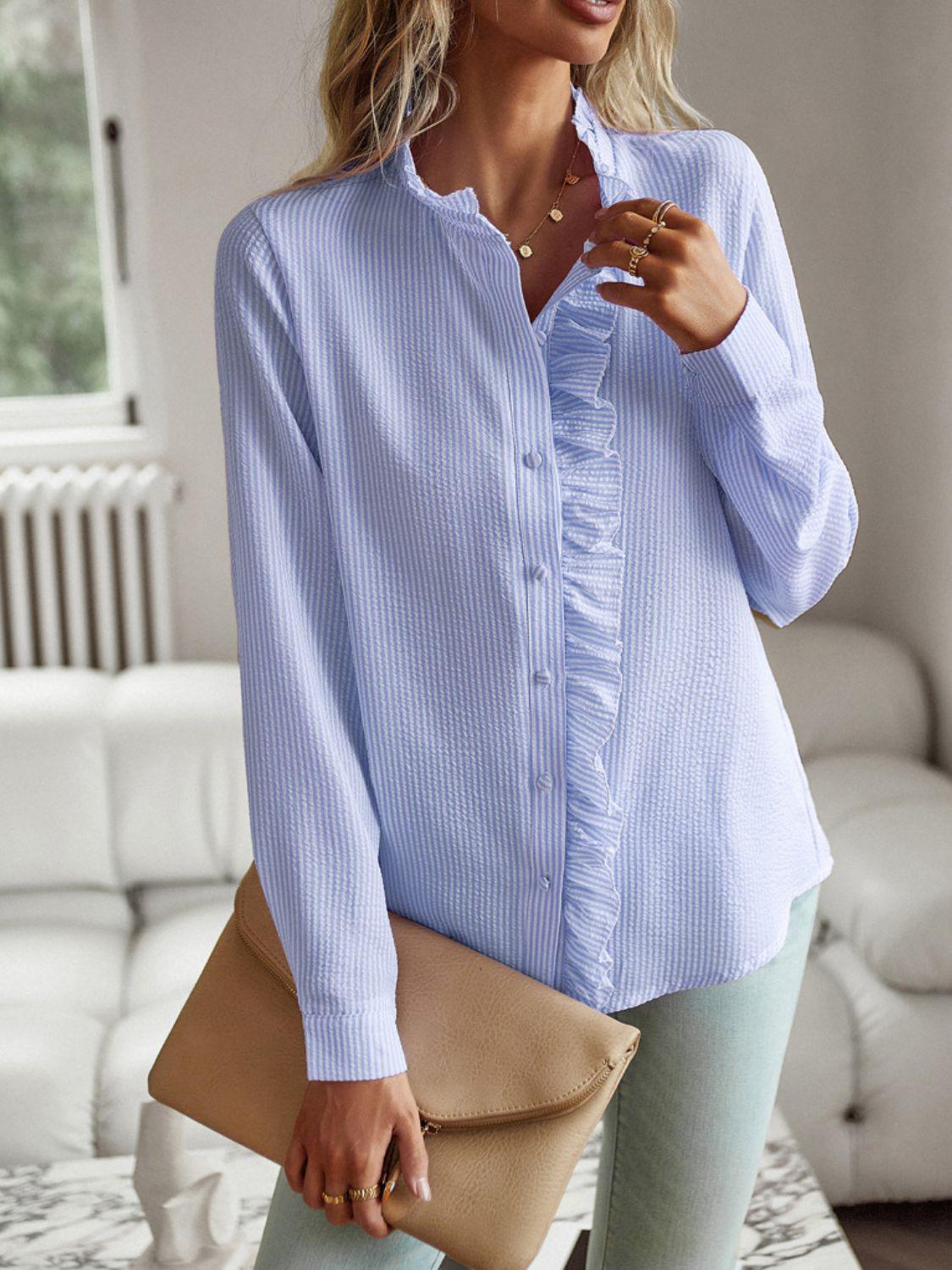 Laura's Ruffle Trim Long Sleeve Shirt