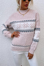 Blue Zone Planet |  Snowflake Pattern Mock Neck Sweater