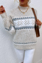 Blue Zone Planet |  Snowflake Pattern Mock Neck Sweater