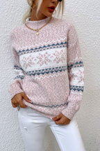 Blue Zone Planet |  Snowflake Pattern Mock Neck Sweater