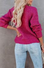 Solid V-Neck Single Breasted Long Sleeved Sweater