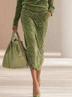 Chic Retro Leopard Print Stand Collar Velvet Top and Skirt Set - Luxurious Two-Piece Outfit for All Occasions
