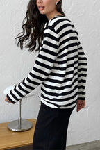 Striped Round Neck Long Sleeve Sweater