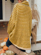 Striped Turtleneck Sweater with Pockets