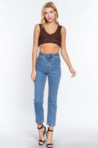 Blue Zone Planet |  Textured Crop Sweater Tank Top