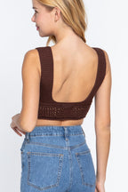 Blue Zone Planet |  Textured Crop Sweater Tank Top