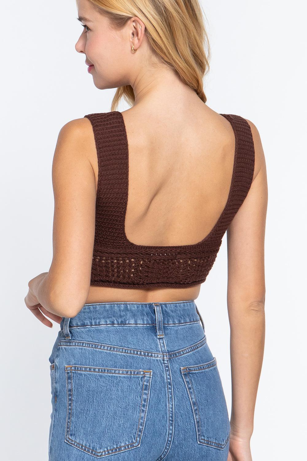 Blue Zone Planet |  Textured Crop Sweater Tank Top