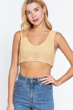 Blue Zone Planet |  Textured Crop Sweater Tank Top