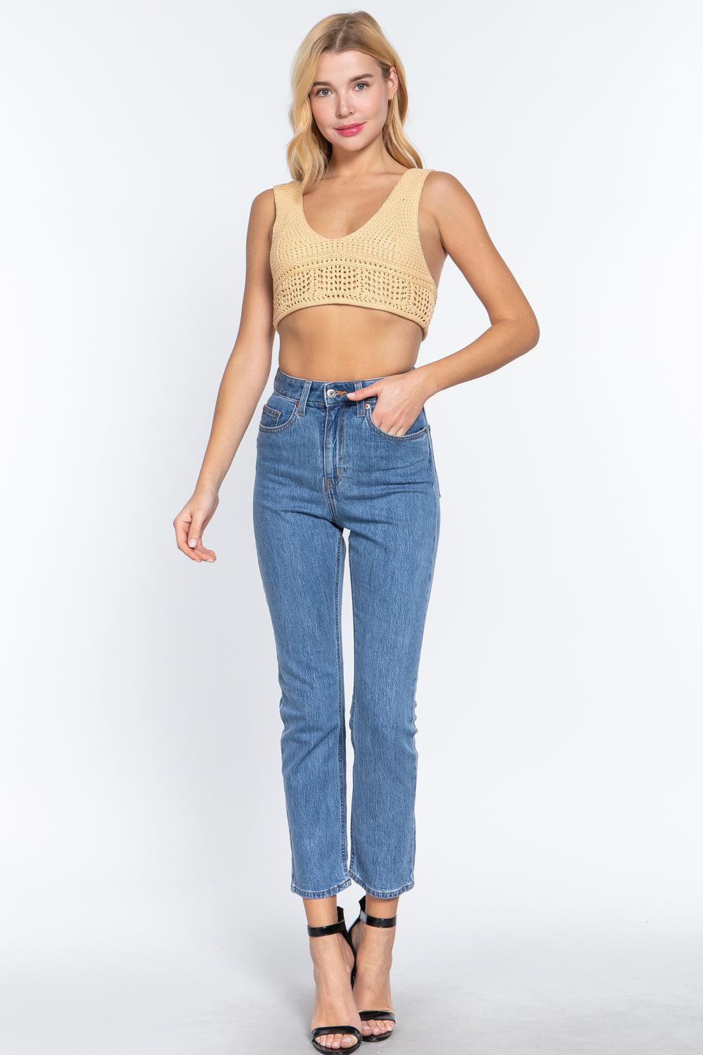 Blue Zone Planet |  Textured Crop Sweater Tank Top