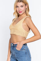 Blue Zone Planet |  Textured Crop Sweater Tank Top