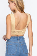 Blue Zone Planet |  Textured Crop Sweater Tank Top