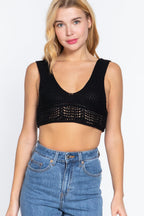 Blue Zone Planet |  Textured Crop Sweater Tank Top
