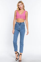 Blue Zone Planet |  Textured Crop Sweater Tank Top