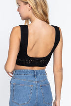 Blue Zone Planet |  Textured Crop Sweater Tank Top
