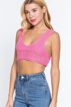 Blue Zone Planet |  Textured Crop Sweater Tank Top