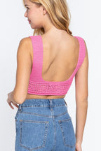 Blue Zone Planet |  Textured Crop Sweater Tank Top