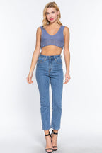 Blue Zone Planet |  Textured Crop Sweater Tank Top
