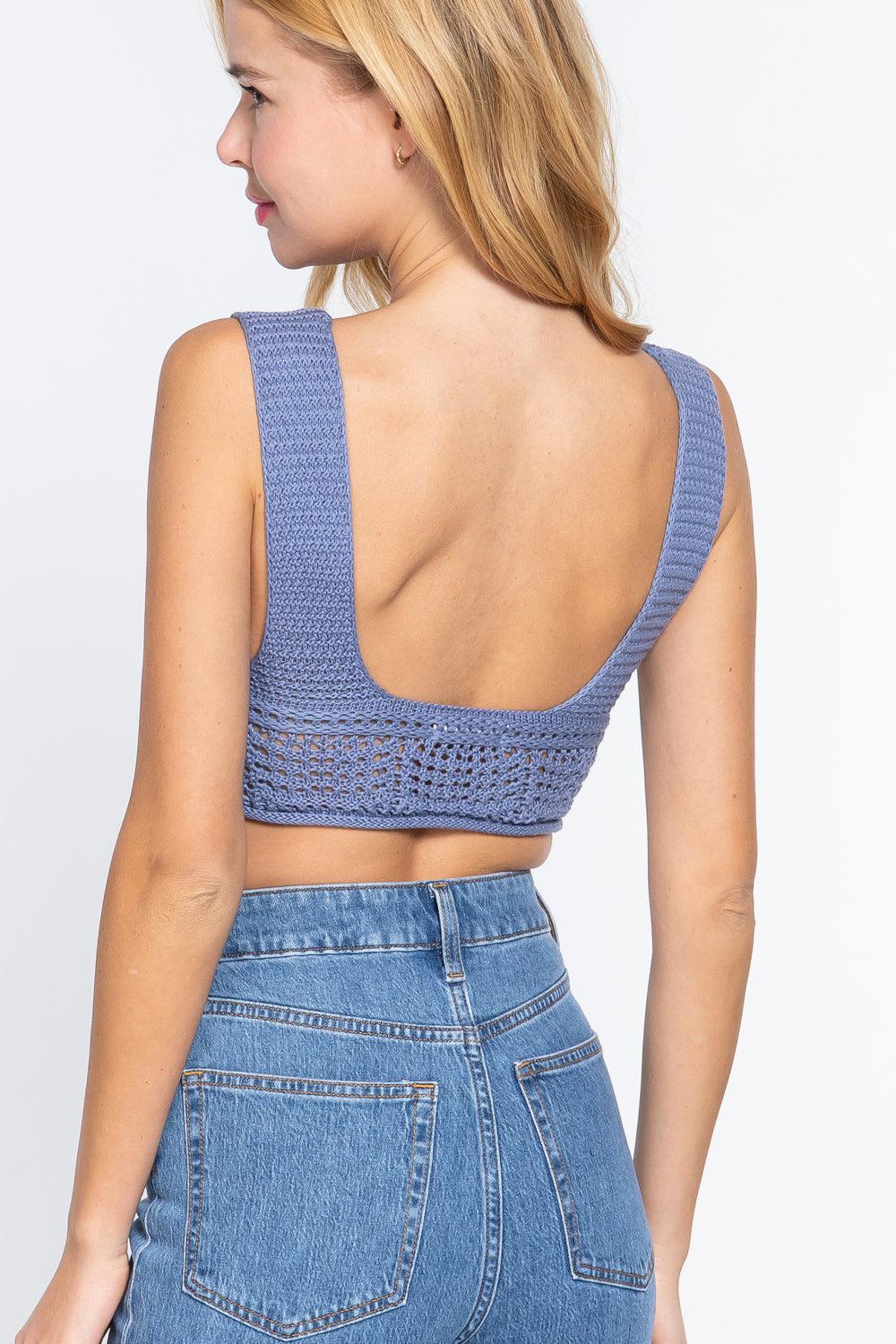 Blue Zone Planet |  Textured Crop Sweater Tank Top