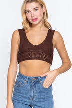 Blue Zone Planet |  Textured Crop Sweater Tank Top