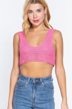 Blue Zone Planet |  Textured Crop Sweater Tank Top