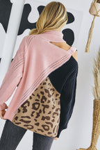 Blue Zone Planet |  Turtle Neck Color Block Cutout Sweater