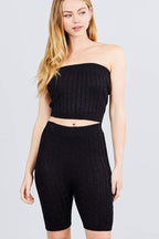 Blue Zone Planet |  Twisted Effect Bermuda Length Sweater Shorts