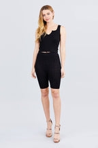 Blue Zone Planet |  Twisted Effect Bermuda Length Sweater Shorts