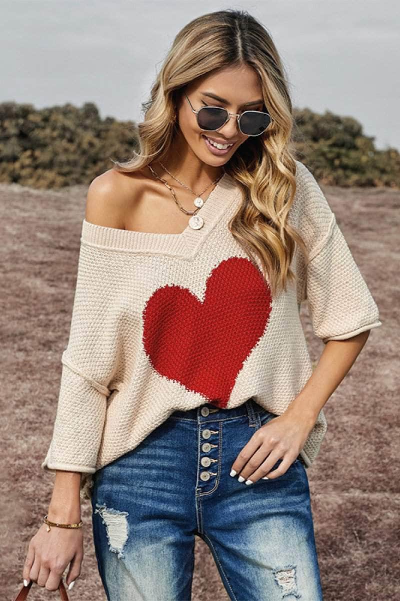 Blue Zone Planet |  Valentine Dreaming of Love Heart Graphic Oversized Sweater