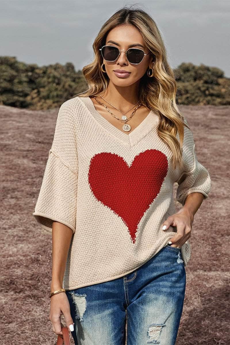 Blue Zone Planet |  Valentine Dreaming of Love Heart Graphic Oversized Sweater