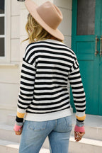 Warm Spice Striped Round Neck Sweater