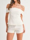 Elegant White Cotton and Linen Two-piece Suit - Cropped Top & Pants Set