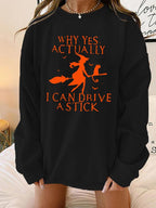 Blue Zone Planet |  Women's Halloween Witch letter print loose round neck falling shoulder long sleeve sweater