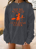 Blue Zone Planet |  Women's Halloween Witch letter print loose round neck falling shoulder long sleeve sweater