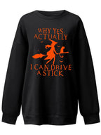 Blue Zone Planet |  Women's Halloween Witch letter print loose round neck falling shoulder long sleeve sweater