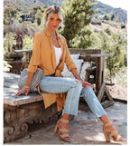 Women's Lapel Shirt Loose Casual Long Sleeve Buttoned Midi Shift Dress